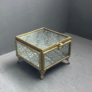<b>Small</b> Jewelry <b>Box</b> with Brass & Glass Storage Organizer for Necklace and Ring-<b>Gift</b> Purpose - Product Image 3