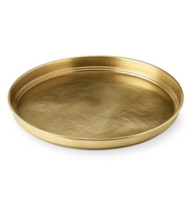 Bandeja Redonda de Diseño Martillado, Tamaño Personalizado, Bandeja de Servicio de Metal de Buena Calidad con Baño de Oro para Suministros de Cocina y Restaurante - Product Image 2