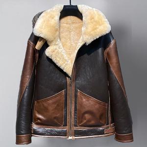 Hot Selling Customized Design Men's Winter Leather <b>Jackets</b> Best Plus Size Sheepskin Fur Bomber Overcoat Embroidery <b>Smart</b> Wear - Product Image 1