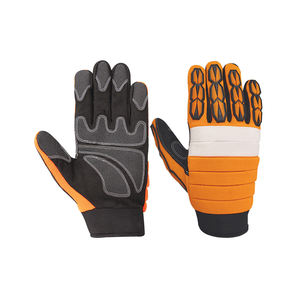 Gants de mécanicien en cuir de protection Fermeture à cordon Doigts rembourrés Construction de la paume durable Protection UV pour l'automobile - Product Image 1