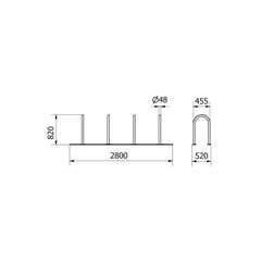 Sistema di supporto a binario, 4 supporti tubo rotondo Ø48 mm, 2800x460mm (LxP), da avvitare, grigio - Product Image 4