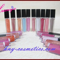 Gloss à lèvres liquide imperméable avec lumière LED et miroir (formule chimique plastique rose 8,5 ml, bouchon à vis)