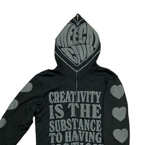 Sweat à capuche pour hommes, poids lourd 500 GSM 100%, coton polaire, pull-over à imprimé bouffant surdimensionné, hiver, poche de broderie à motif solide - Product Image 2