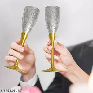 Fabriqué à la main en argent et plaqué or Table décor à manger gobelet vin ensemble verre à Champagne cadeau de noël vitrine flûte verre - Product Image 4