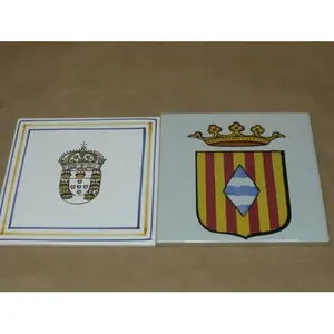 VTG España & Ceres Coimbra Portugal Corona & Escudo Azulejo de pared Juego de salvamanteles Decoración de acento de cocina - Product Image 1