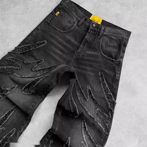 กางเกงยีนส์ทรงตรงหลวมสไตล์วินเทจสำหรับผู้ชาย ผ้าเดนิมน้ำหนักเบา ระบายอากาศดี ลายปักเรียบง่าย เหมาะสำหรับฤดูหนาว - Product Image 3