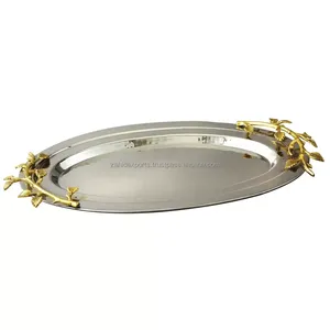 Elegante Bandeja Metálica Moderna y Ecológica con Acabado Dorado para Decoración de Mesa de Recepción de Bodas, Banquetes y Accesorios para el Hogar - Product Image 5