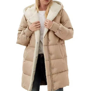 Vêtement d'hiver chaud en duvet, fabricant de vêtements en gros, veste longue à capuche personnalisée pour femmes - Product Image 2