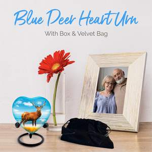 Urne de cerf pour souvenir de cendres-Coeur avec boîte et sac-Mini urne de souvenir de cerf-Petite urne de crémation pour les cendres-Honore votre - Product Image 3