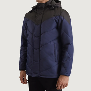 Chaqueta de invierno de alta calidad para hombre, nueva capucha informal acolchada de algodón, parte superior a prueba de viento, cierre de cremallera de lona, revestimiento sólido con logotipo frontal - Product Image 2