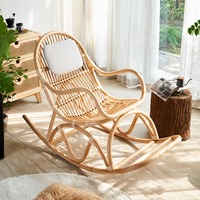 Meilleur prix canapé en osier naturel fait à la main chaise berçante rotin relax chaises de loisirs meubles d'intérieur