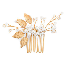 Affascinante pettine placcato oro con perle elegante accessorio per capelli - Product Image 1