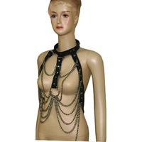 HMB-429D HARNAIS EN CUIR VÉRITABLE POUR FEMMES NOIR CLUB LADY MISTRESS HARNAIS BDSM FASHION WEAR