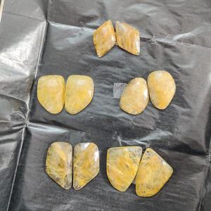 อัญมณีควอทซ์ไหมทองฟรีขนาดคู่ Rosecut,อัญมณีควอตซ์ไหมขัดฟันตัดและขัดสำหรับทำต่างหู - Product Image 5