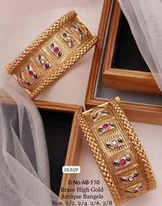 Women's Fashionable Thick Gold-Plated Brass Bangles Stylish <b>Accessory</b> - Product Image 5