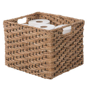 Handwoven Seagrass Square Storage <b>Basket</b> with Handles Rustic Organizer for Home and Office - Product Image 1