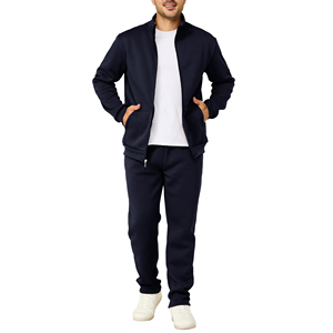 Ensemble de survêtement de course d'hiver pour hommes, doublé en polaire, logo personnalisé, équipement de jogging par temps froid, ensemble de survêtement d'entraînement en plein air - Product Image 1