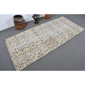 Alfombra Vintage de lana turca de 34x75 pies, clásica, Beige, marrón, diseño de retazos, pasillo Rectangular hecho a mano, modelo de látex para cabecera - Product Image 2