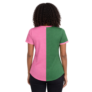 Half and Half 08 Legacy Pullover Baseball Jersey Greek Sorority Apparel <b>Womens</b> Pink and Green College Sisterhood Mesh <b>T</b> <b>Shirt</b> - Product Image 6