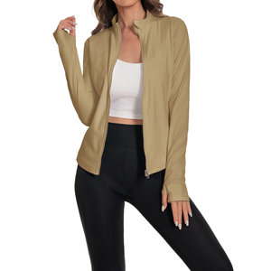 Haut de sport pour femme personnalisé, à séchage rapide, manches longues, veste de fitness, fermeture éclair, respirant, yoga, vêtements de sport actifs, qualité supérieure - Product Image 5