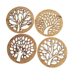 Vente en gros Ensemble de sous-verres Sortie d'usine Pas cher Personnalisé Imprimé Bougie résistante à la chaleur Sous-verre en bois avec liège - Product Image 4