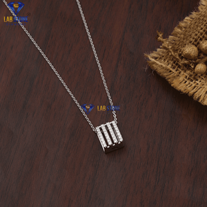 Colgante de diamante de corte brillante redondo TDW 0.352 con cadena de oro blanco certificado/no certificado Diamante Cvd Joyería de diamantes - Product Image 2