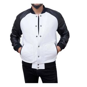 Veste universitaire en laine personnalisée: patchs en chenille, manches en cuir - Product Image 4