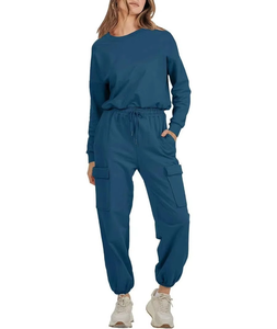 Dernier modèle de Survêtement d'Hiver Solide à Manches Longues pour Femmes Tricoté avec Logo Personnalisé Tenue de Sport Décontractée Respirante en Coton de Haute Qualité - Product Image 2