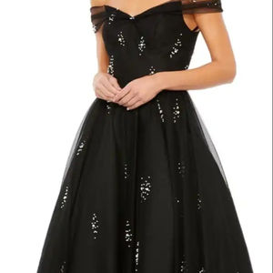 Chandni Export's Hot Sexy épaule embellie paillettes Tulle A-ligne robe de Cocktail pour les femmes matures broderie perles pour la nuit - Product Image 1