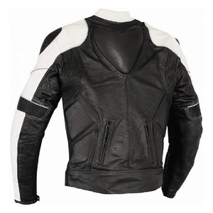Top Notch Black White Genuine Leather Racing Motorcycle Jacket CE Armor Protection Winter Customizable Breathable Windproof for - Product Image 2