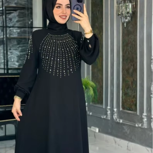 Modern Modest <b>Abaya</b> for Eid 2026 Elegant Yet Simple Elegant <b>Abaya</b> with Beads and Stone Work Fancy Abayas - Product Image 1