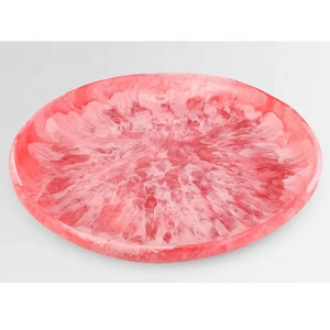 Nouvelle assiette en résine de couleur ombrée ronde en résine naturelle aspect corne de bois vaisselle bol fruits service saladier plateau en résine - Product Image 5