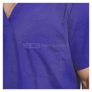 Conjunto de Uniformes Médicos Personalizados para Hombre, Transpirables, con Cuello en V, Manga Corta, Parte Superior y Pantalones, Uniforme de Enfermero de Hospital, Ropa de Atención Médica OEM - Product Image 3