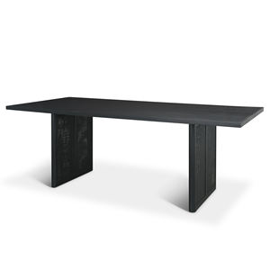 Table à manger en bois de manguier massif et en rotin, design élégant avec texture naturelle, finition noire foncée - Product Image 2