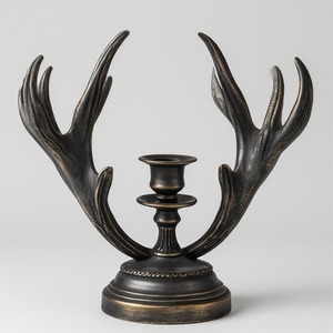 Portavelas de cuerno de aluminio elegante con superficie de bronce rústico artesanal hecho a mano que ofrece acento decorativo para interiores - Product Image 4