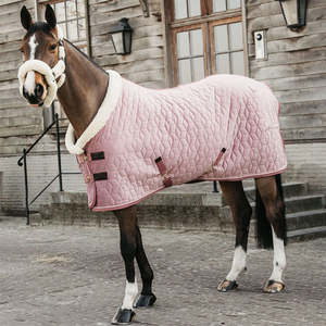 Custom Rose Gold Horse Show Blanket | Quilted Cotton Velvet Horse Rug with Thick Fur Neck | Durable Protective Equestrian - Product Image 4