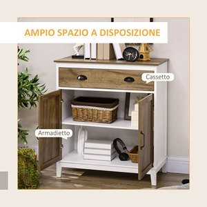 HOMCOM Gabinete Multiusos en Aglomerado con Gabinete y Cajón en Estilo Rústico, 78,5x39x89,4 cm, Blanco - Product Image 4