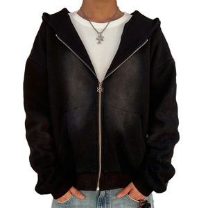 Sudaderas con Capucha Personalizadas de Alta Calidad para Hombre, al por Mayor, 100% Algodón, Felpa, con Cierre, Estilo Holgado, Protección Solar, Hombros Caídos, OEM para Invierno - Product Image 1