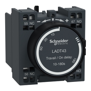 Per SCHNEIDER ELECTRIC LADT43 TeSys Deca Blocco Contatti Ausiliari con Ritardo Temporale 1NO+1NC 10-180s Terminali a Molla Frontali Timer - Product Image 1