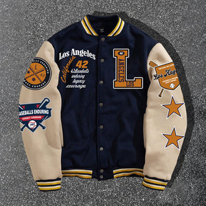 แจ็คเก็ตวาร์ซิตี้สไตล์ฤดูใบไม้ร่วง แฟชั่น แจ็คเก็ตวาร์ซิตี้แบบมีโลโก้สั่งทำ แขนยาว แจ็คเก็ตวาร์ซิตี้แบบเรียบๆ สไตล์ลำลอง แจ็คเก็ตเบสบอลสำหรับผู้ชาย - Product Image 1