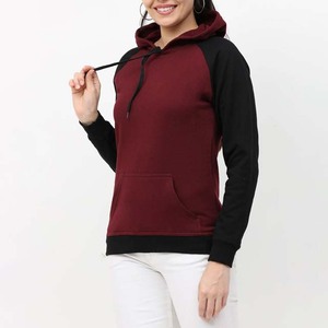 Sweat à capuche en tricot pour femme avec logo personnalisé OEM, 100% coton, coupe classique, hiver, automne, position du logo sur le devant, capuche, couleur contrastée, haute qualité - Product Image 6