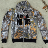 Veste d'hiver camouflage 100% coton lourd 400g, séchage rapide, respirante, streetwear unisexe, broderie simple, coupe classique, fermeture éclair, personnalisable