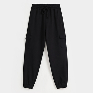 Pantalon en coton pour femme de qualité supérieure, coupe régulière, fermeture à cordon, tissu en toile, plat, respirant, séchage rapide pour l'automne - Product Image 4