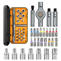 UF-TOOLS KS-840096 Kit d'outils à cliquet industriel multi-usage 25-en-1, 40 dents, finition nickel fine, poignée en aluminium, serrage précis