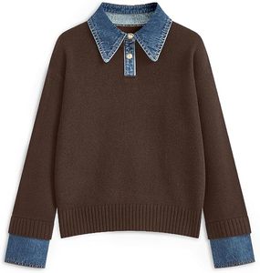 Sudadera informal de alta calidad, suéter, nueva venta caliente, patrón de Jacquard a cuadros, tela cálida impresa con diseño de mezclilla - Product Image 4