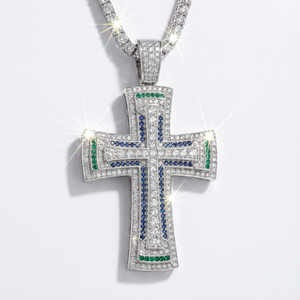Custom Iced Out Cross <b>Pendant</b> <b>Necklace</b> Natural Stone Imitation Pearl Hip Hop Style Stainless Steel Jewelry <b>for</b> <b>Men</b> and Women - Product Image 3