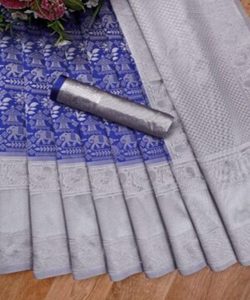 Saree en mousseline de soie pour femmes avec travail imprimé fantaisie et look de fête de mariage exclusif pour les occasions spéciales choli - Product Image 5