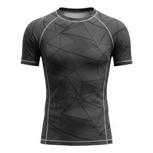 Custom sublimated rash guard <b>shirt</b> for <b>men</b> women kids MMA BJJ jiu jitsu no gi training durable <b>compression</b> wholesale swimwear - Product Image 1