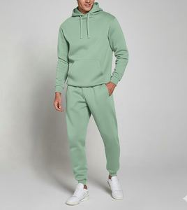 Ensemble de survêtement décontracté pour homme en coton/polyester, avec logo, coupe unie, effet délavé, avec capuche et pantalon de jogging en molleton respirant pour la gym - Product Image 4