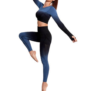 Conjunto de Yoga de entrenamiento para mujer de 2 piezas personalizado de alta calidad último diseño transpirable patrón sólido ropa deportiva para Fitness en venta - Product Image 6